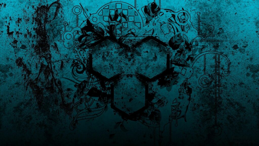 Edgy Teal Abstract Geometric Wallpaper with Grungy Patterns