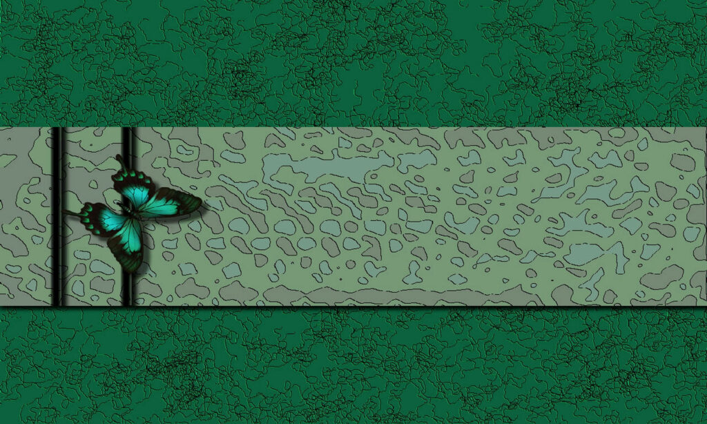 Teal Butterfly on Textured Green: Elegant Wallpaper Background