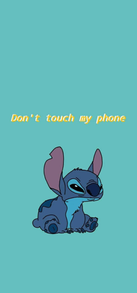 Cartoon Character on Teal Wallpaper: 'Don't Touch My Phone' Design