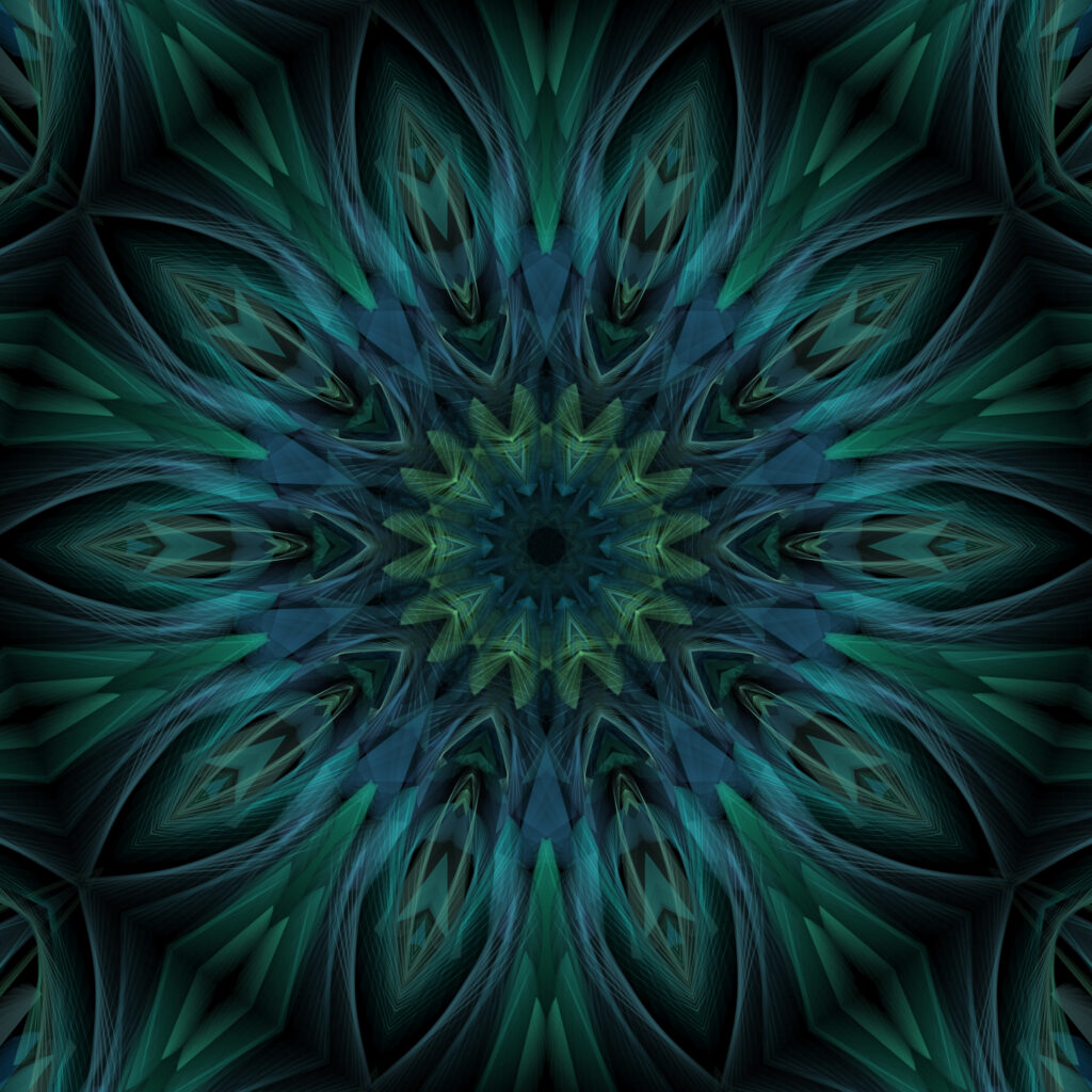 Teal Green Fractal Wallpaper: Intricate Kaleidoscope Design