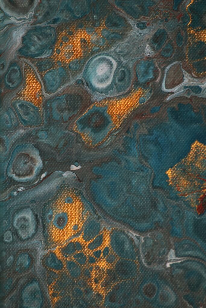 Teal & Gold Abstract Canvas Wallpaper - Intricate Texture Background
