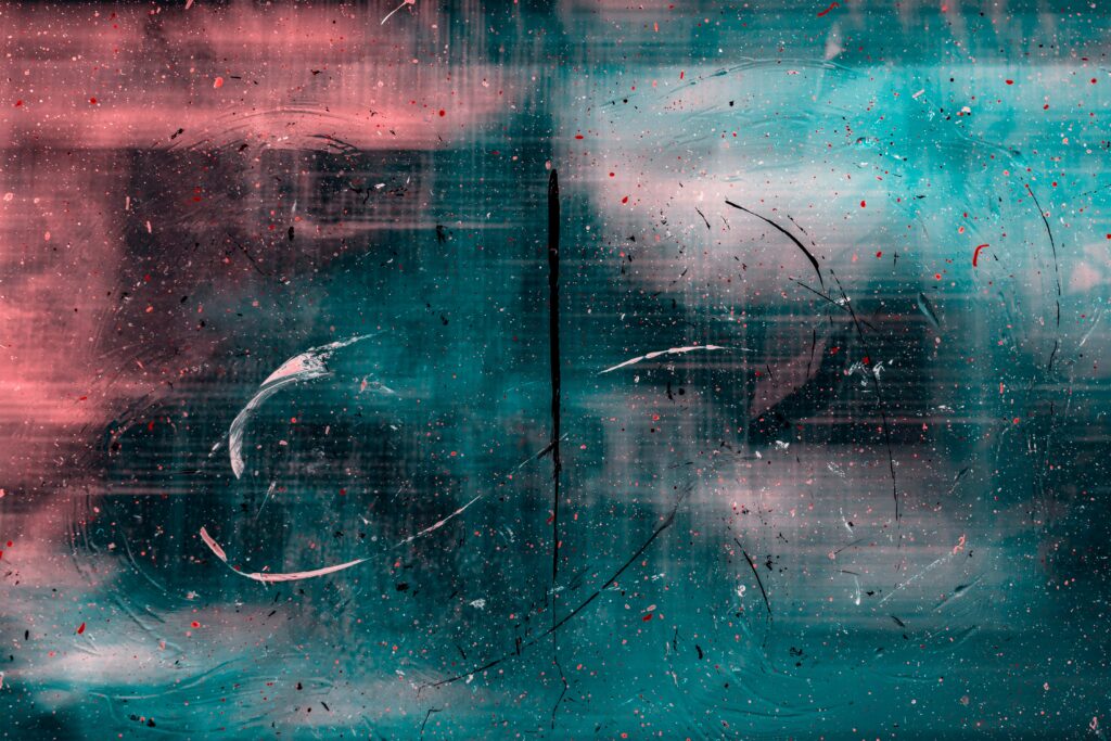 Teal and Pink Abstract Wallpaper: Energetic Spray Paint Background