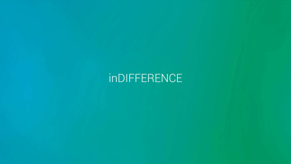Minimalist Gradient Wallpaper: Teal to Green with 'inDIFFERENCE'