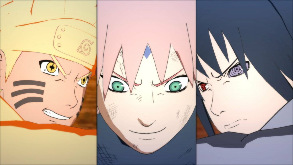 Nostalgic Reunion: HD Digital Wallpaper of Uzumaki Naruto, Haruno Sakura, and Uchiha Sasuke
