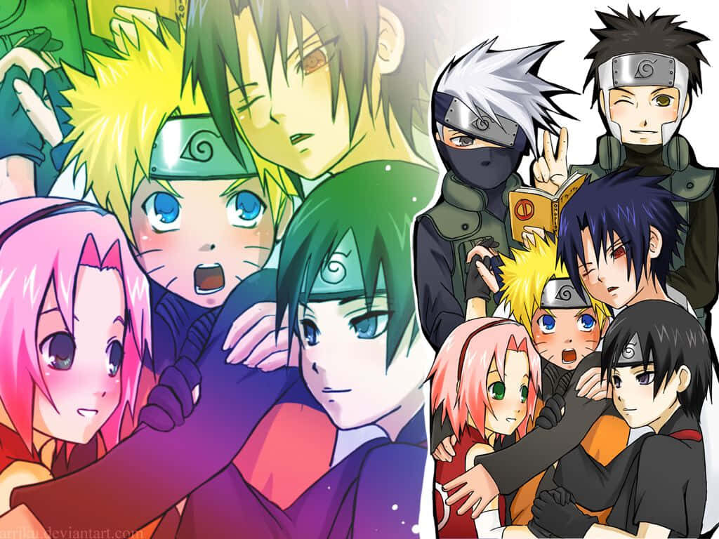Powerhouse Team 7 Embarks on Another Thrilling Naruto Mission Wallpaper