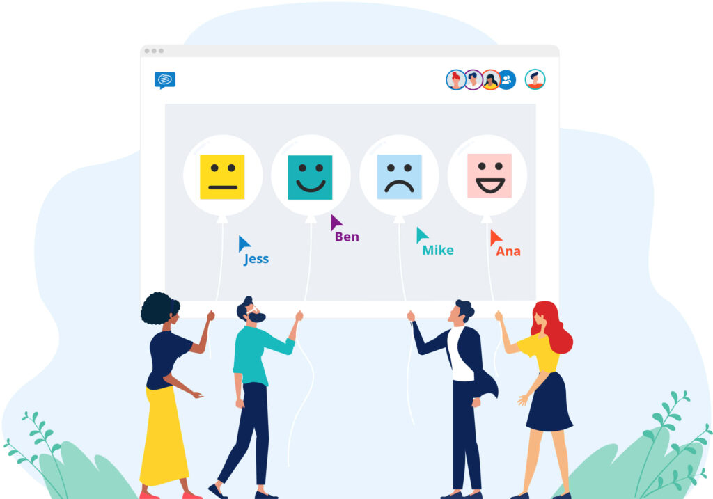 Diverse Team Feedback Session Wallpaper - Digital Interface Design