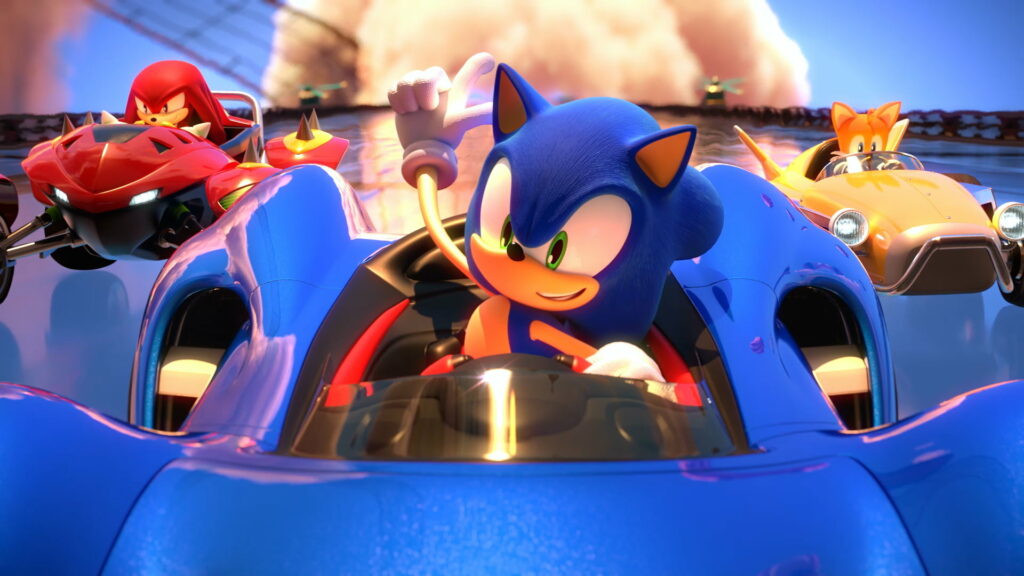 Team Sonic Racing: Dynamic Trio Speeding Through Epic Racing Challenges Wallpaper