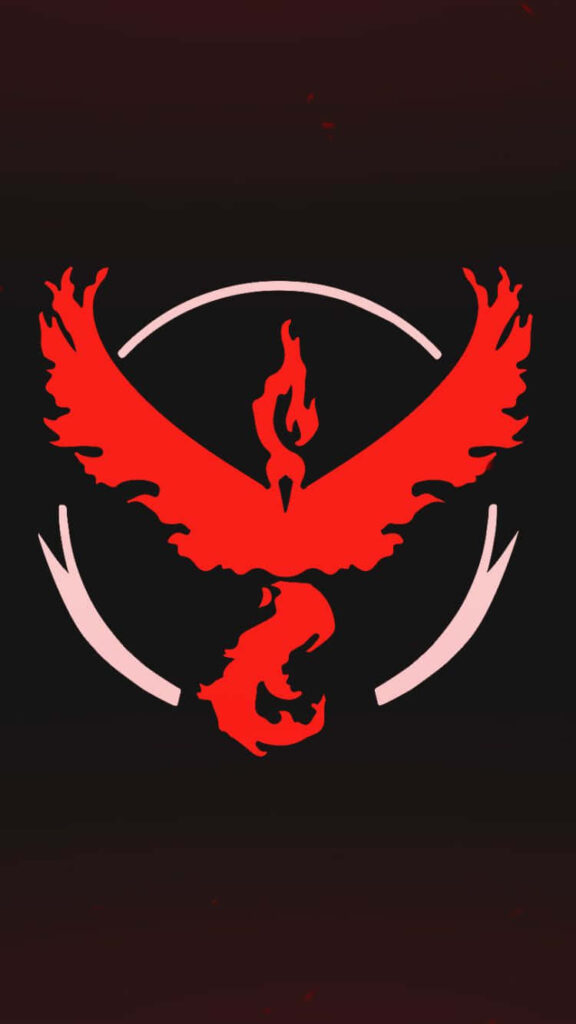 Powerful Team Valor Pokémon Wallpaper: Red Phoenix on Black Background
