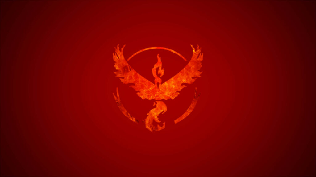 Fiery Team Valor Wallpaper: Moltres Emblem in Glowing Red