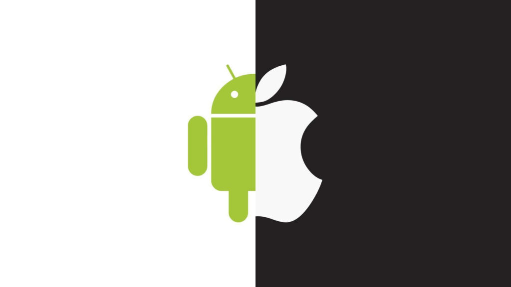 Blend of Apple and Android Worlds: A Vibrant 1920 X 1080 Background Photo Wallpaper
