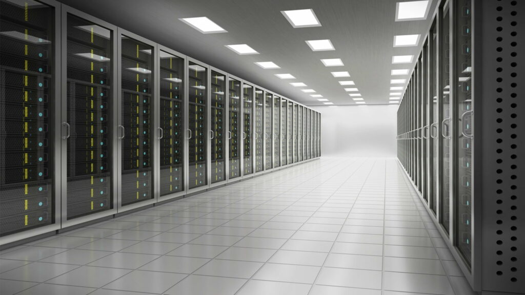 Technological Nexus: Exploring the Depths of Data Center Architecture in an Electrifying Digital Realm Wallpaper