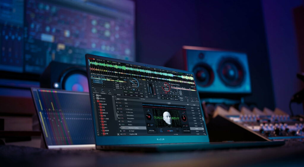 Tech-Enhanced Music Studio: HD Wallpaper Background Photo Featuring Music, Laptop and Sound