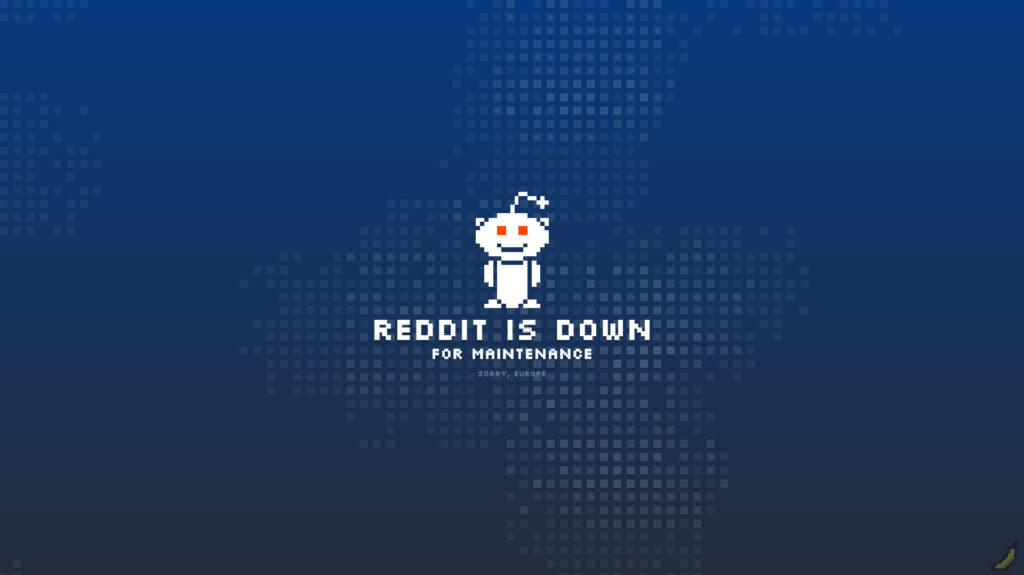 Blue Techno Alien: A Reddit Maintenance Wallpaper