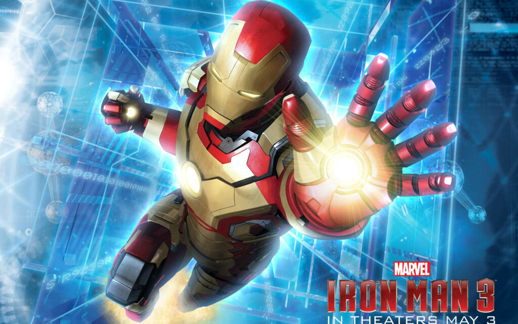 Techie Codes Take Flight: Iron Man 3 Unleashes Repulsor Blast! Wallpaper