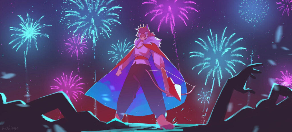 Technoblade Embracing the Spectacular Night: A Digital Comic Masterpiece Wallpaper