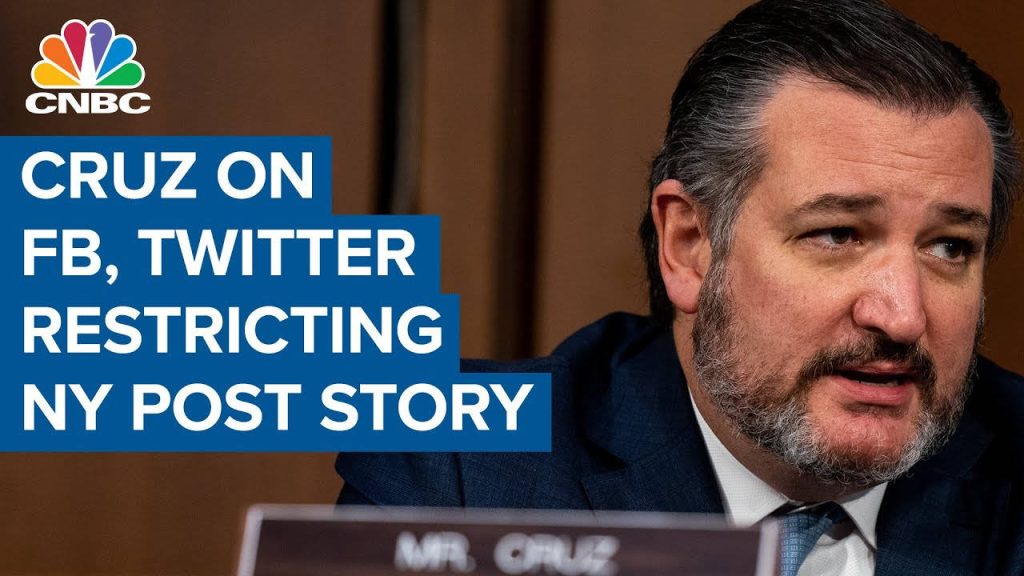 Senator Ted Cruz CNBC news broadcast discussing tech platform restrictions on New York Post story Wallpaper