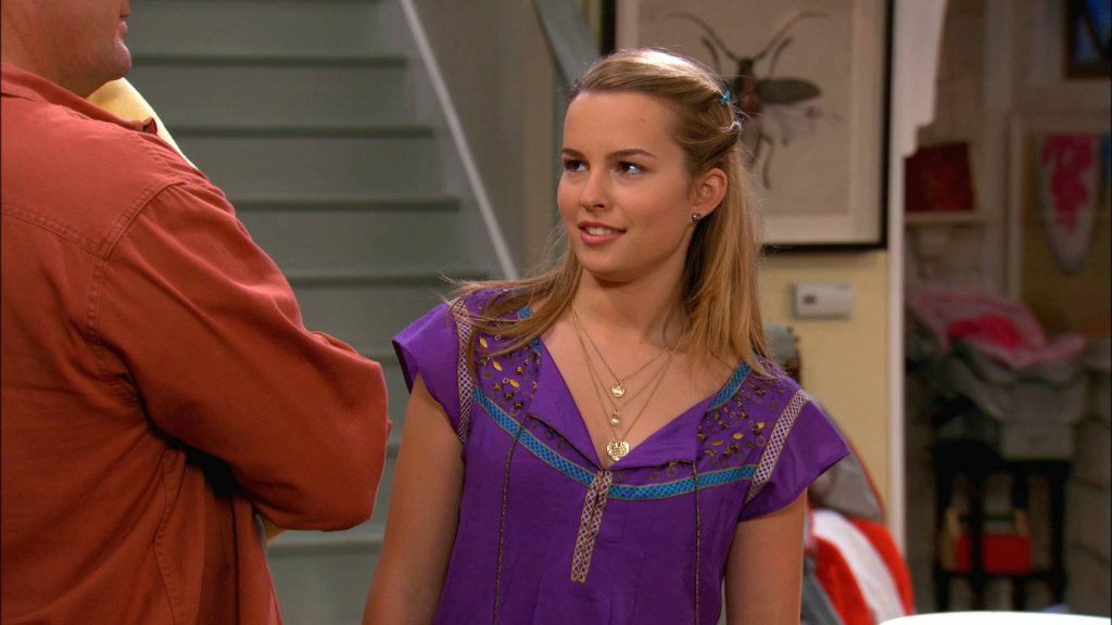 Teddy Duncan from Good Luck Charlie wearing purple blouse and layered necklaces TV wallpaper