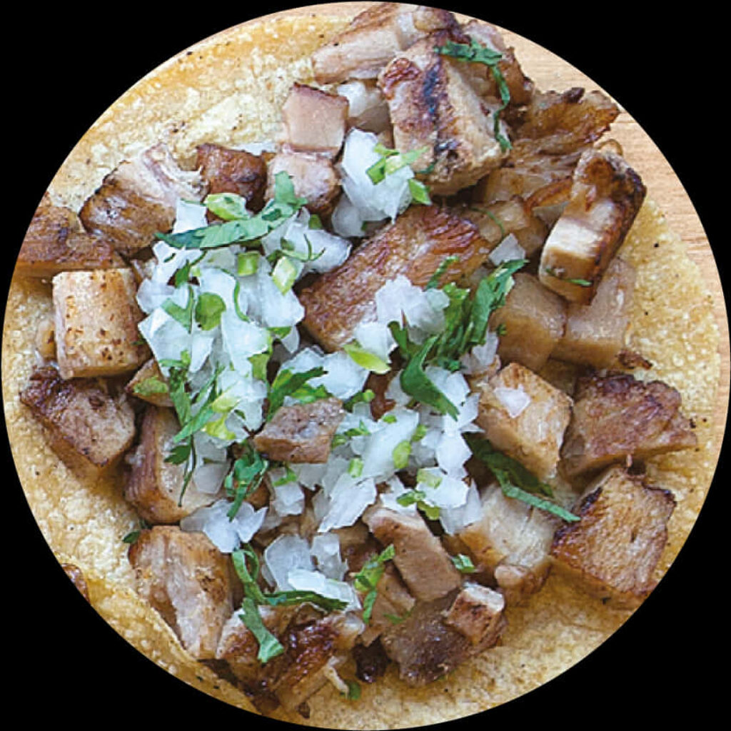 Delicious Top-View Carnitas Taco with Fresh Toppings - Wallpaper