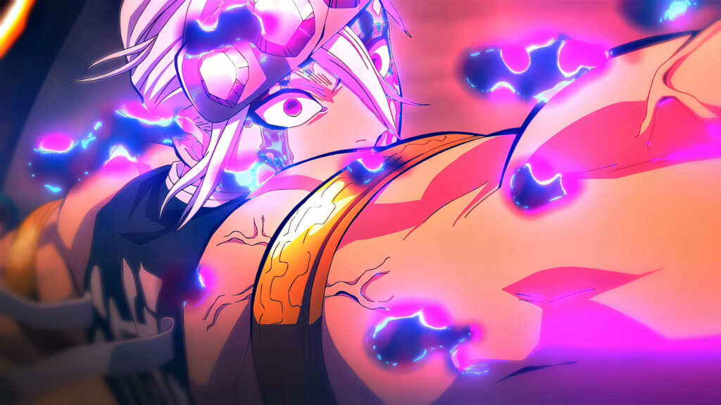 Glimpses of Tengen Uzui's Emotional Power as Luminous Energy Engulfs Him Wallpaper