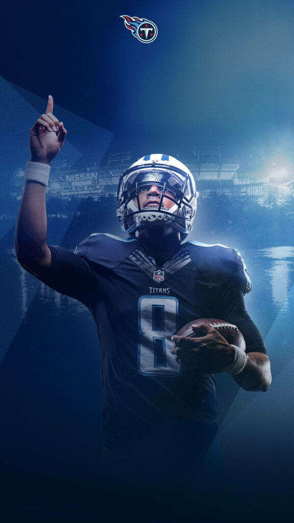 Tennessee Titans football player in full gear with blue lighting and stadium background wallpaper