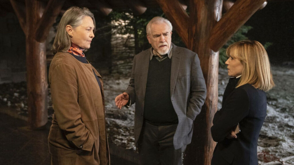 Logan and Nan's Tense Negotiation: Succession Outdoor Wallpaper