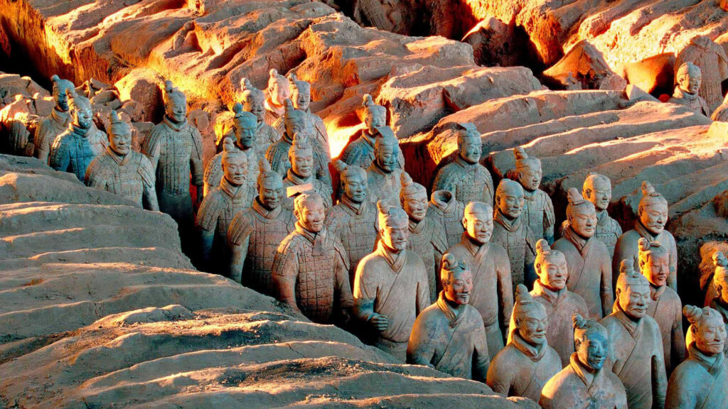 Terracotta Warriors at Sunset: Stunning Wallpaper Background