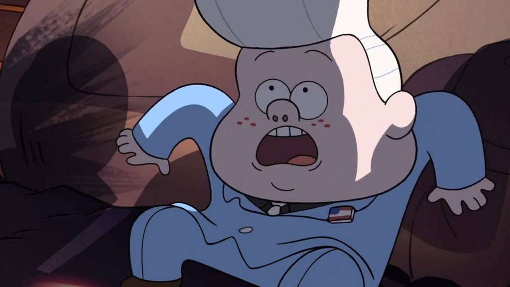 Terrified Gideon Gleeful in blue suit with white pompadour Gravity Falls wallpaper background