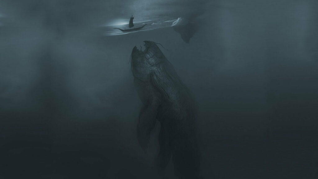 Monstrous Depths: HD Wallpaper showcasing a Terrifying Deep Sea Creature!