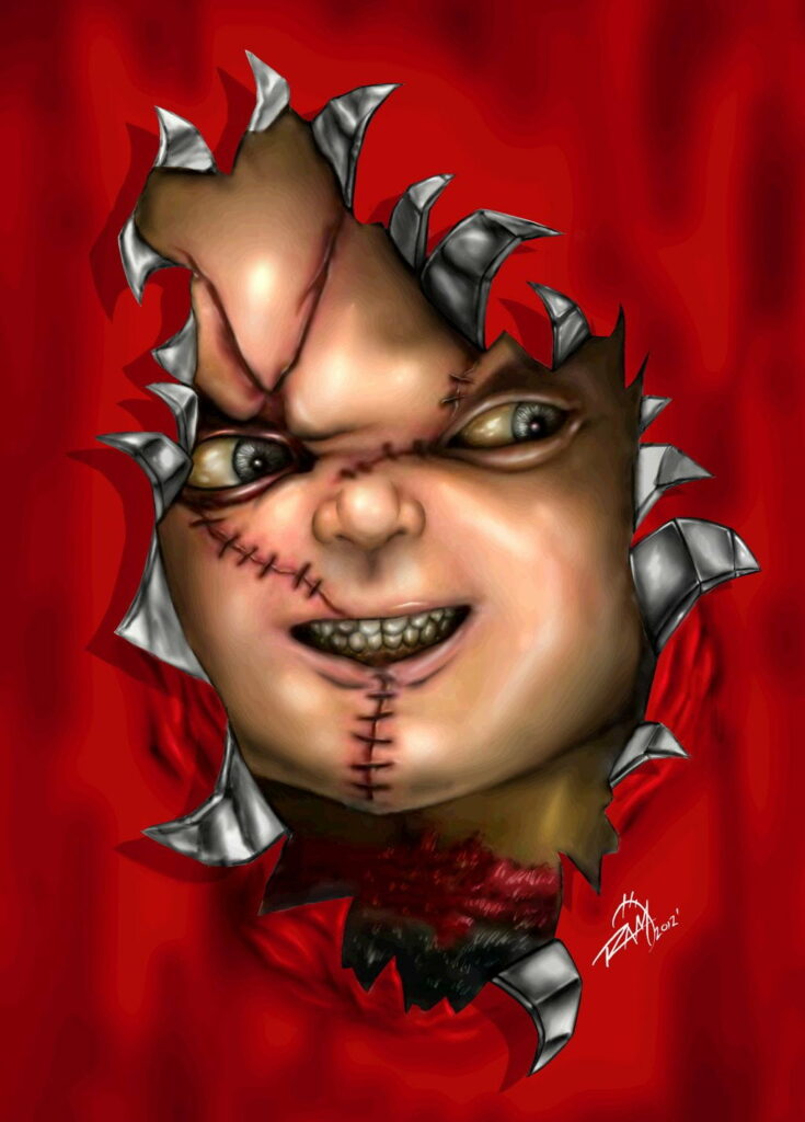 Chucky Returns: A Spine-Chilling Movie Doll Unleashes Horror in HD Phone Wallpaper