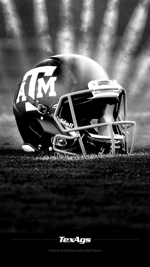 Classic Black and White Texas A&M Football Helmet Wallpaper