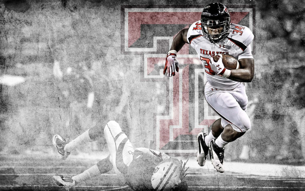 Texas Tech Football Player Dodging Tackle - Dynamic Game Wallpaper