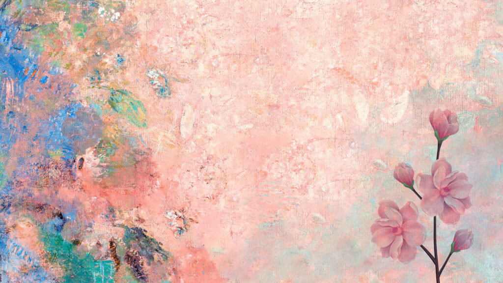 Textured Pink Abstract Wallpaper with Floral Accents - 5K Background