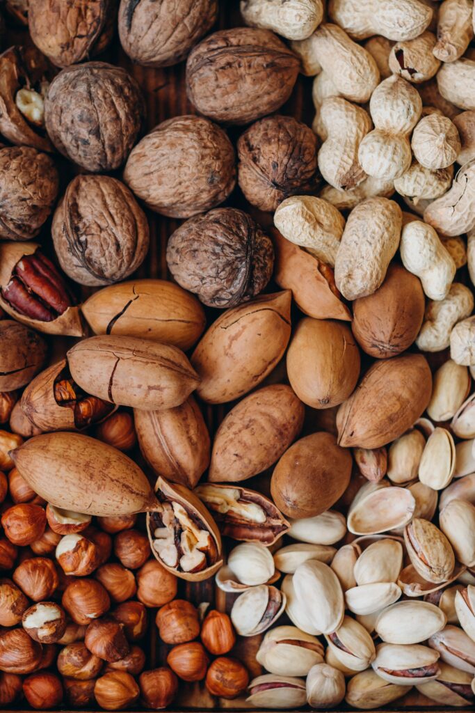 Textured Nuts Wallpaper: Hazelnuts, Pistachios, Walnuts & Pecans
