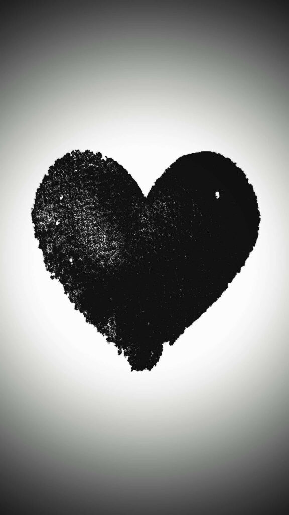 Textured Black Heart Wallpaper: Mystery on Light Gradient Background