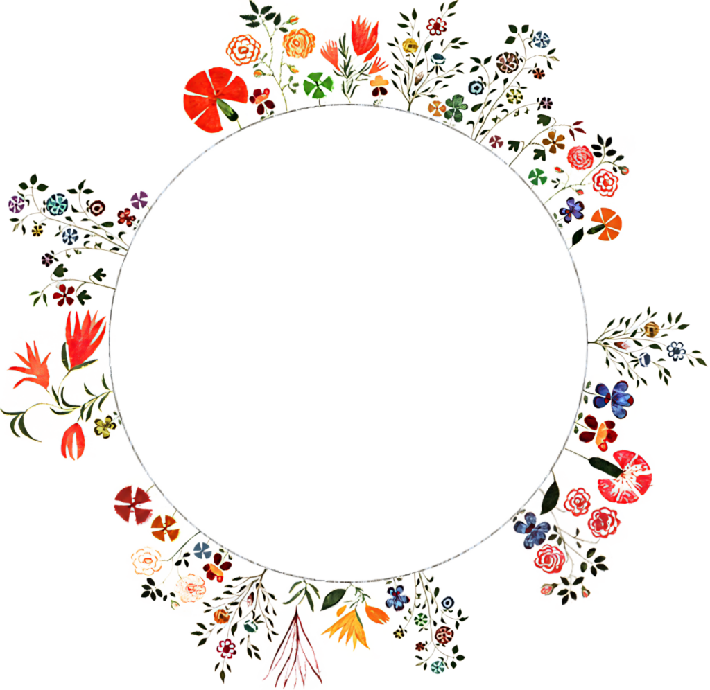 “Vibrant Floral Wallpaper with Textured Circle Center Design”