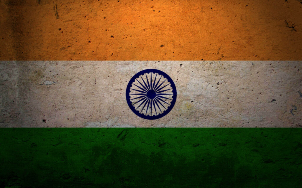 Textured Indian Flag Wall Art: Saffron, White, Green Wallpaper