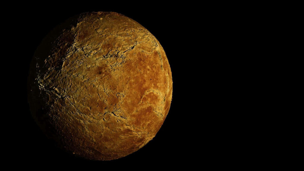 Textured Mars Wallpaper: Rugged Terrain on Black Background