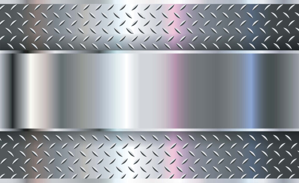 Textured Metal Plate Wallpaper with Sleek Silver and Diamond Design