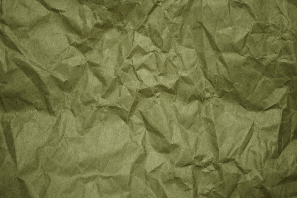 Textured Olive Green Crumpled Paper Wallpaper for Rustic Designs