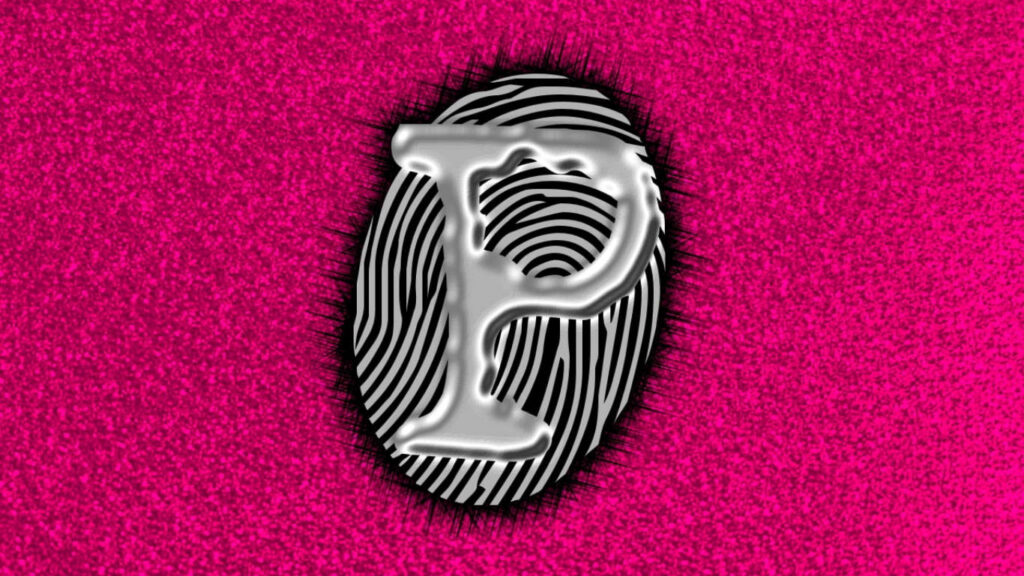 Textured Pink Wallpaper with Bold Black & White Letter P Design