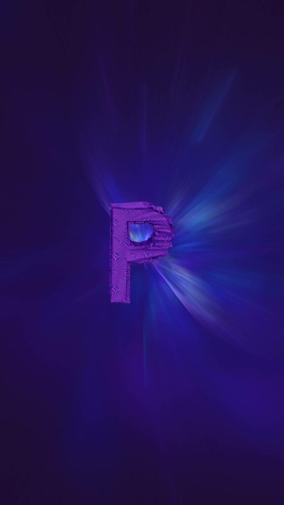 Vibrant Purple 'P' Wallpaper with Dynamic Blue Background