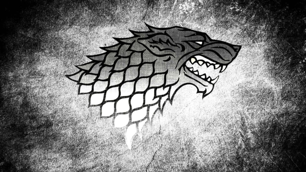 Bold Direwolf Wallpaper: Game of Thrones Stark Sigil on Rugged Background