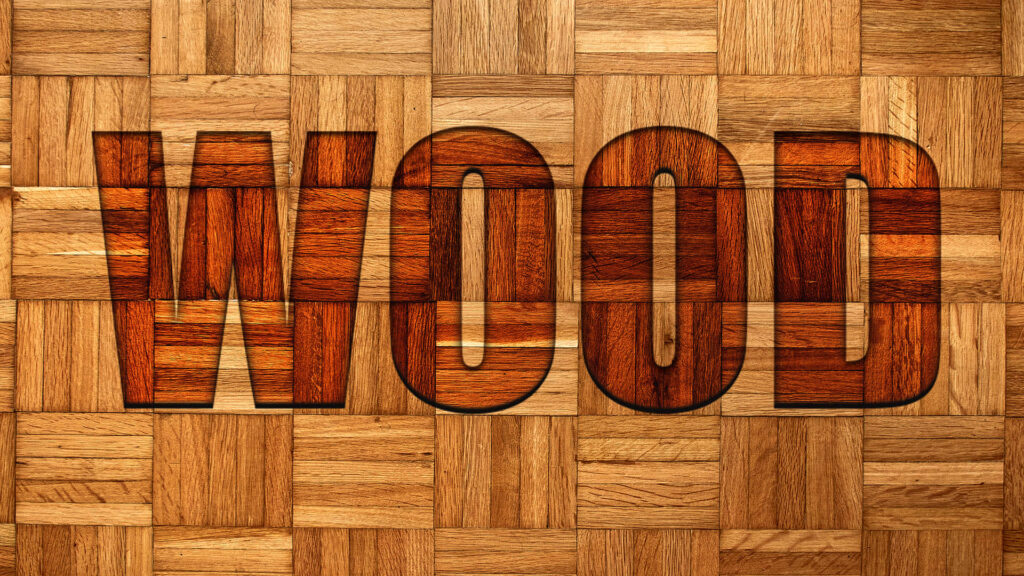 Textured Wooden Wallpaper with 'WOOD' in Earthy Tones - 1920x1080