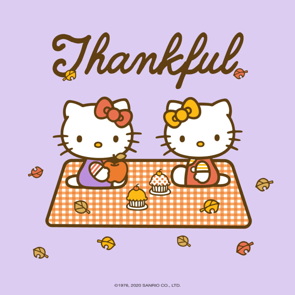 Thankful Hello Kitty Picnic Wallpaper for a Cozy Thanksgiving Vibe