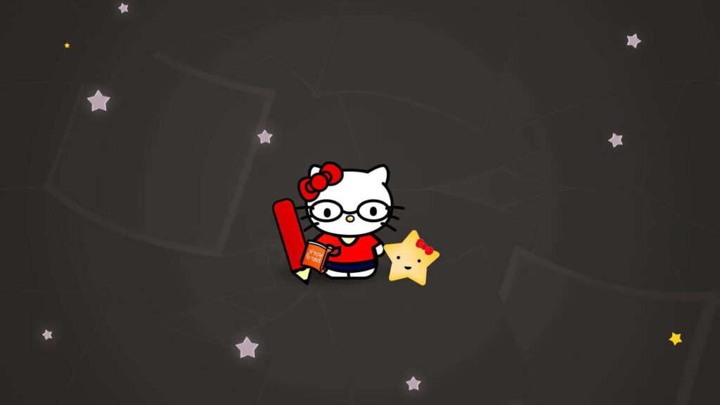Festive Hello Kitty Wallpaper in Red – Thanksgiving Starry Background