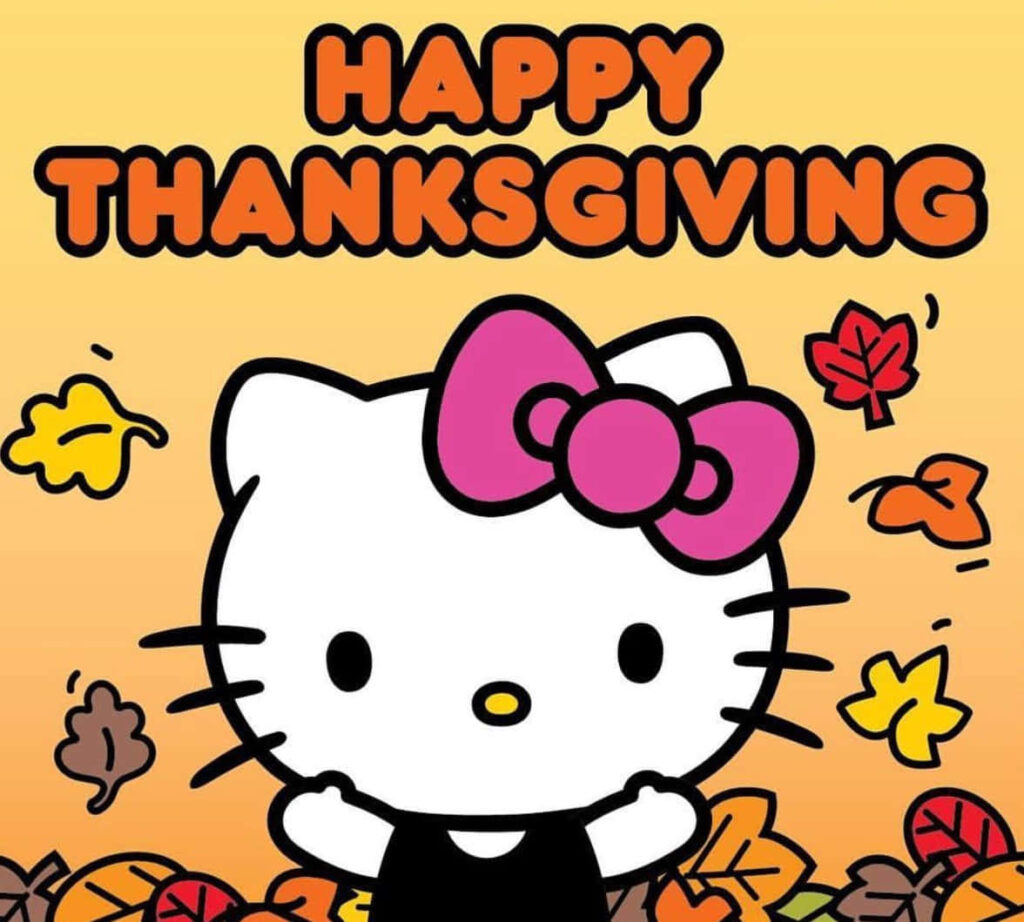 Hello Kitty Thanksgiving Wallpaper with Cheerful Autumn Leaves