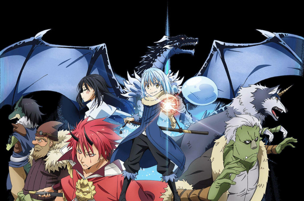 Dynamic That Time I Got Reincarnated as a Slime wallpaper with Ranga and iconic characters action-packed