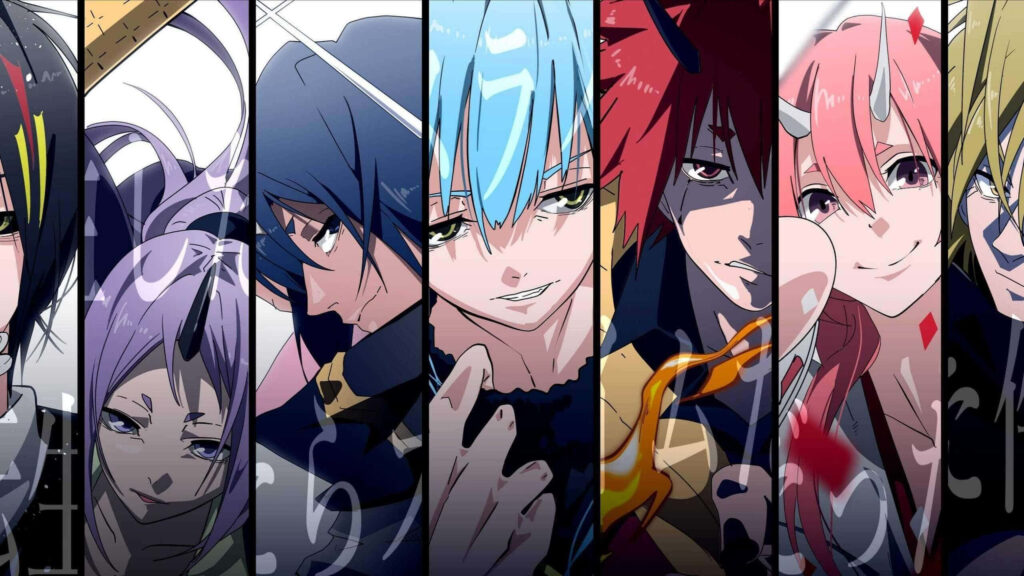 That Time I Got Reincarnated as a Slime vibrant wallpaper with main characters in dynamic portraits