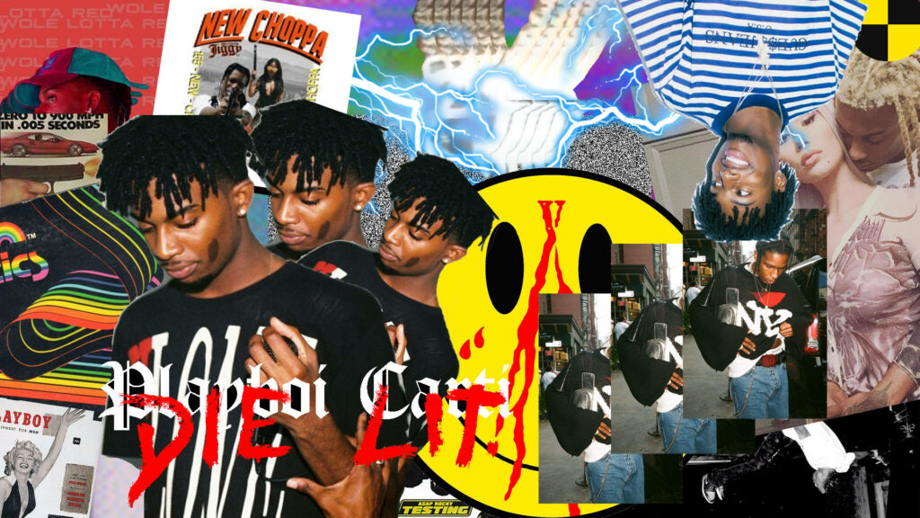 Playboi Carti Inspired Collage - Vibrant and Chaotic Aesthetic Person Image Wallpaper