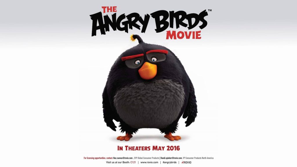The Angry Birds Movie 2016 poster featuring Bomb character in 3D CGI on white background Wallpaper